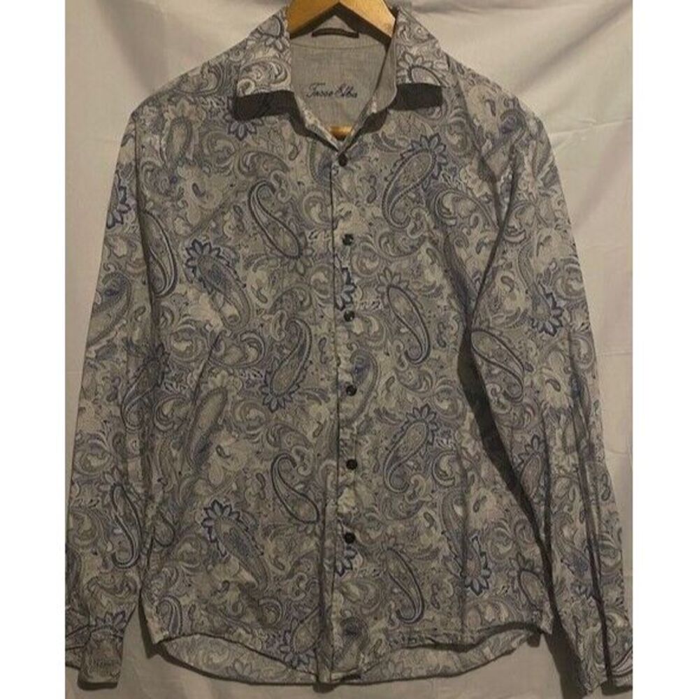 TASSO ELBA Men's SMALL PAISLEY BUTTON DOWN‎ 114-14 1/2 100% SUPIMA COTTON
